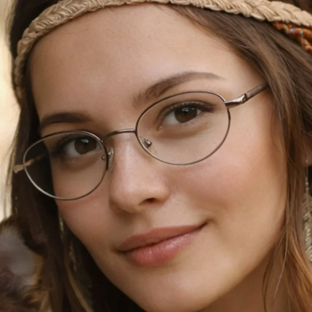 Celine Dion CD8033 Half Rim Oval Beta Bronze Gunmetal Titanium Eyeglass Frame